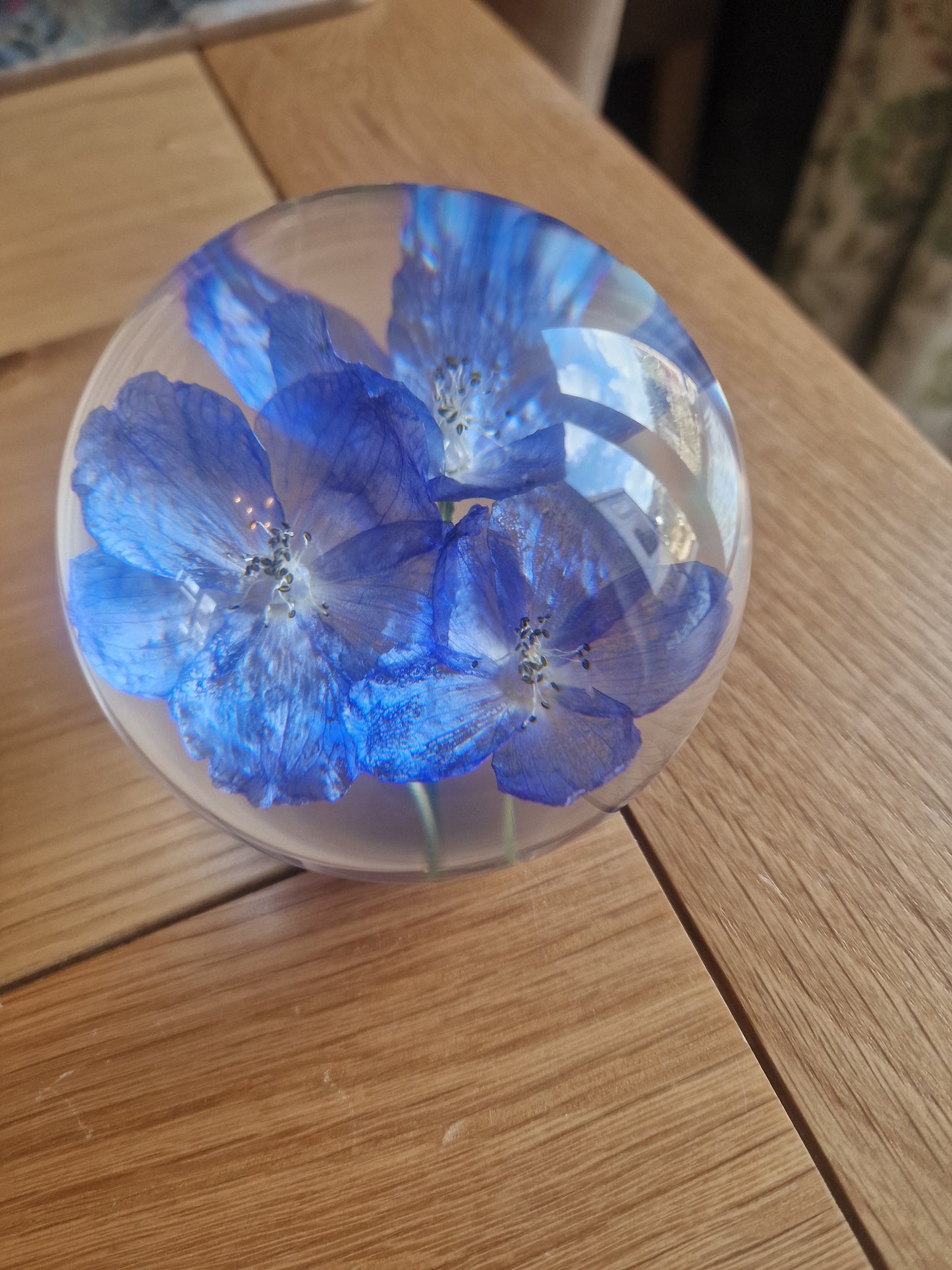 Delphinium Crystal Resin Lens Ball 80mm