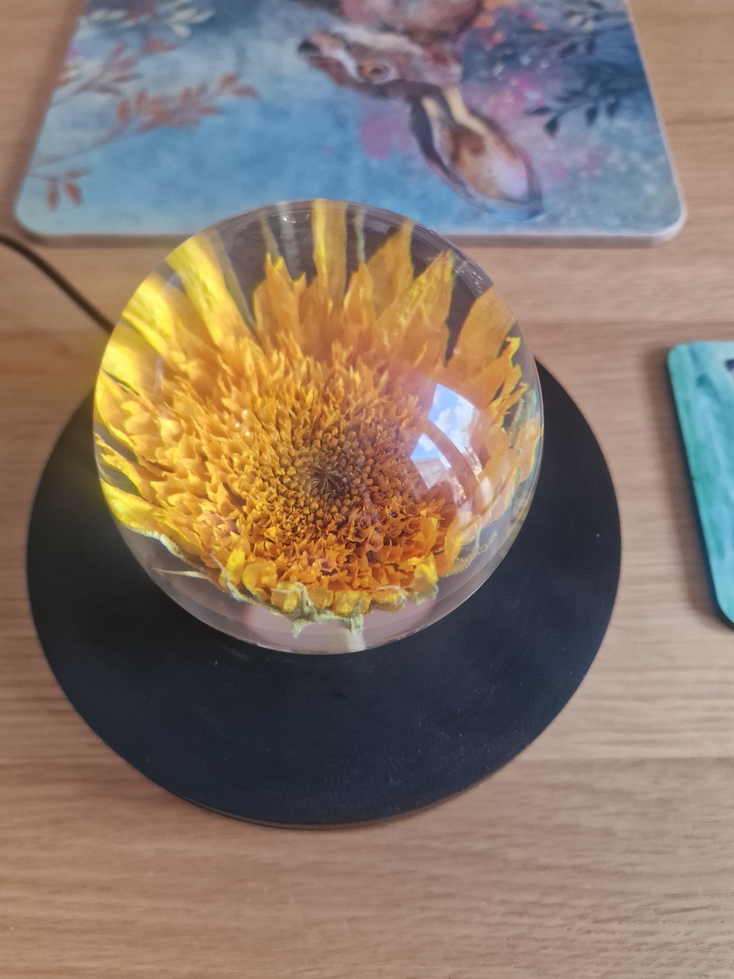 Sunflower Crystal Resin Lens Ball 80mm