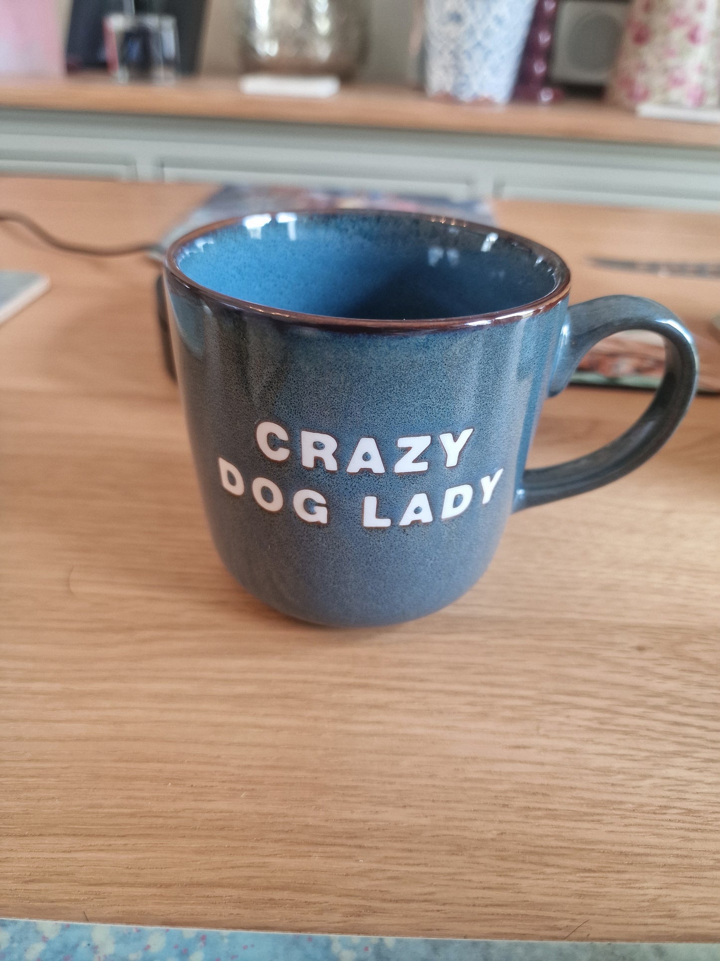 Large Blue "Crazy Dog Lady" Mug