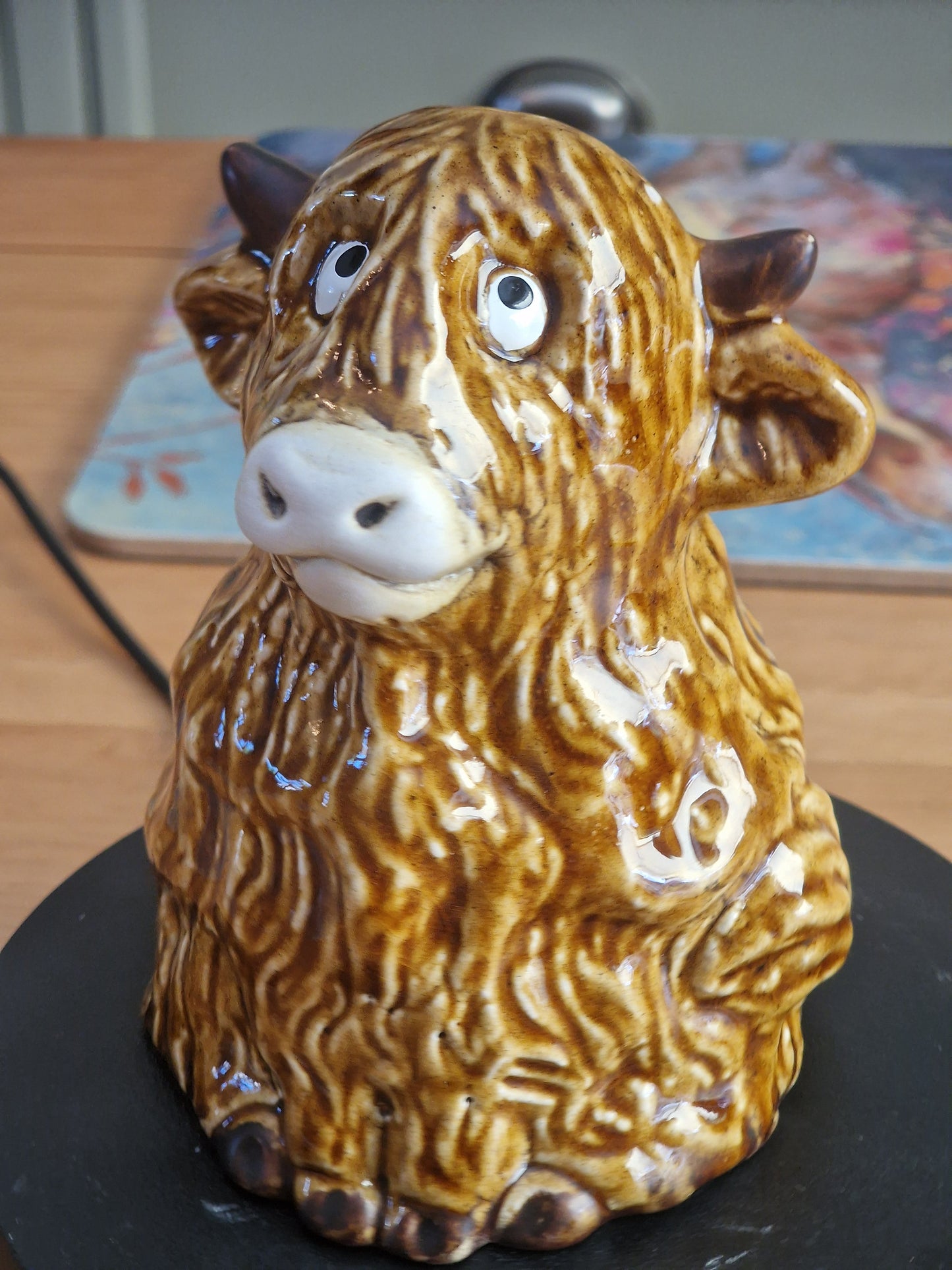 Glazed Highland Cow Ornament, 11.5cm