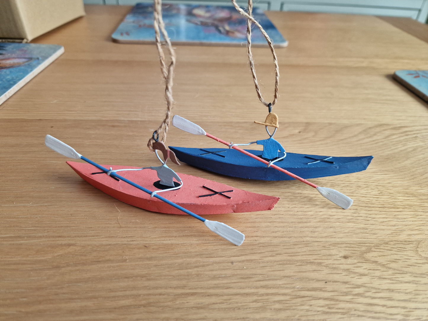 Blue and Red Kayak Hanging Decorations