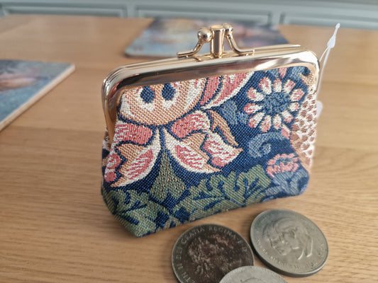 William Morris Strawberry Thief Blue Design - Frame Purse