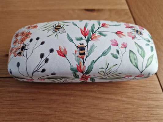 Meadow Flowers Sunglasses Case. 16cm - Choose your style with meadow flowers and bees in soft watercolour shades