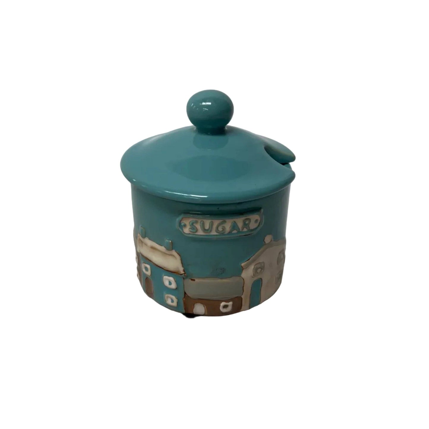 Home Comforts Ceramic Sugar Pot & Lid | Teal Village Design H4"