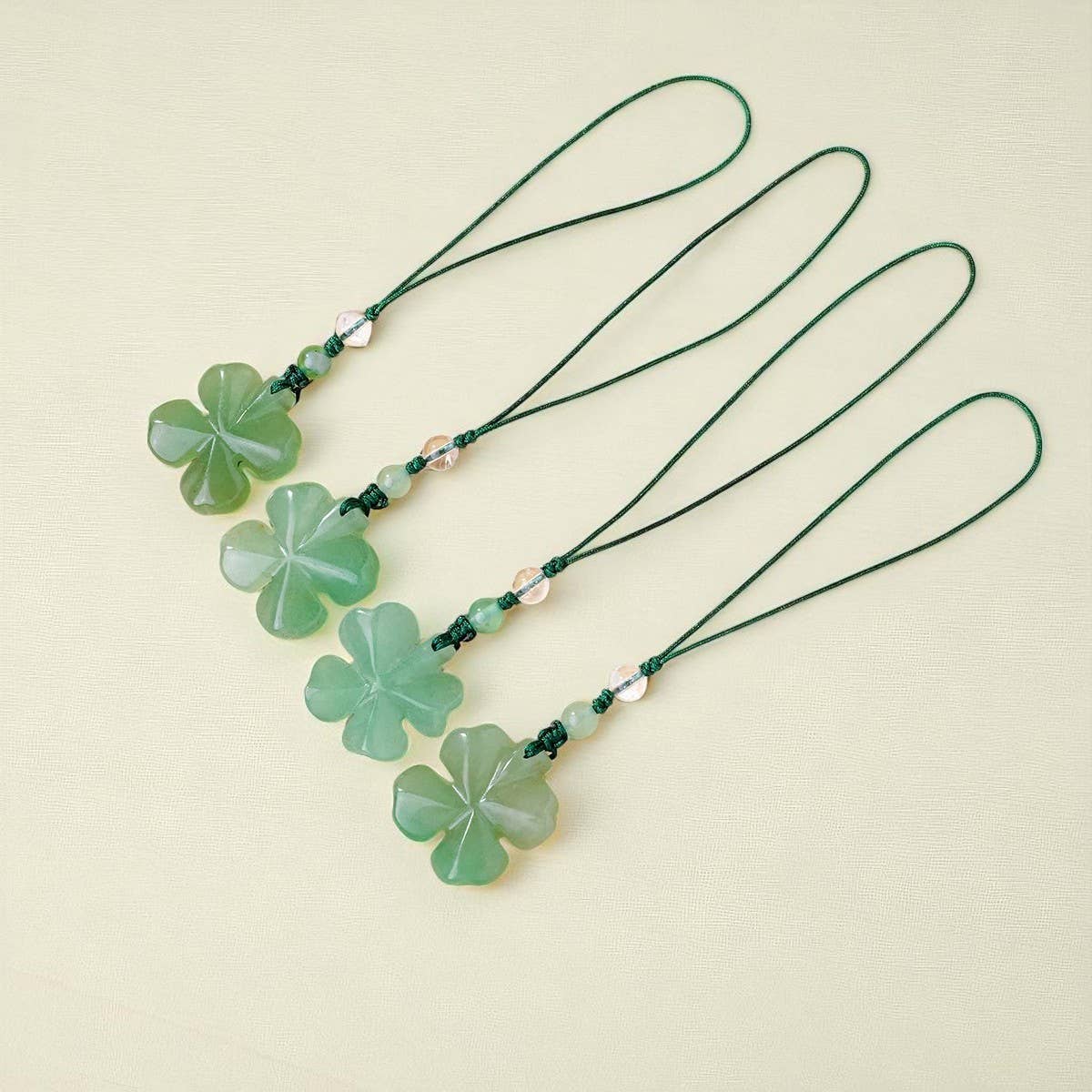 Green Aventurine Four Leaf Clover Keychain | Lucky Crystal Charm