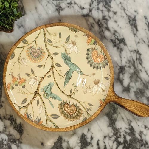 Mango Wood Charcuterie Board with Dip Bowl | Hummingbird | 12 inch