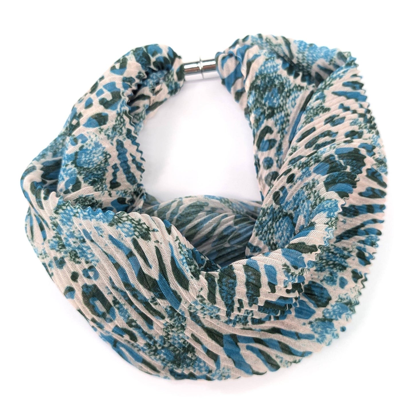 Walk On The Wild Side Teal Neck Scarf | Magnetic Clasp Snood
