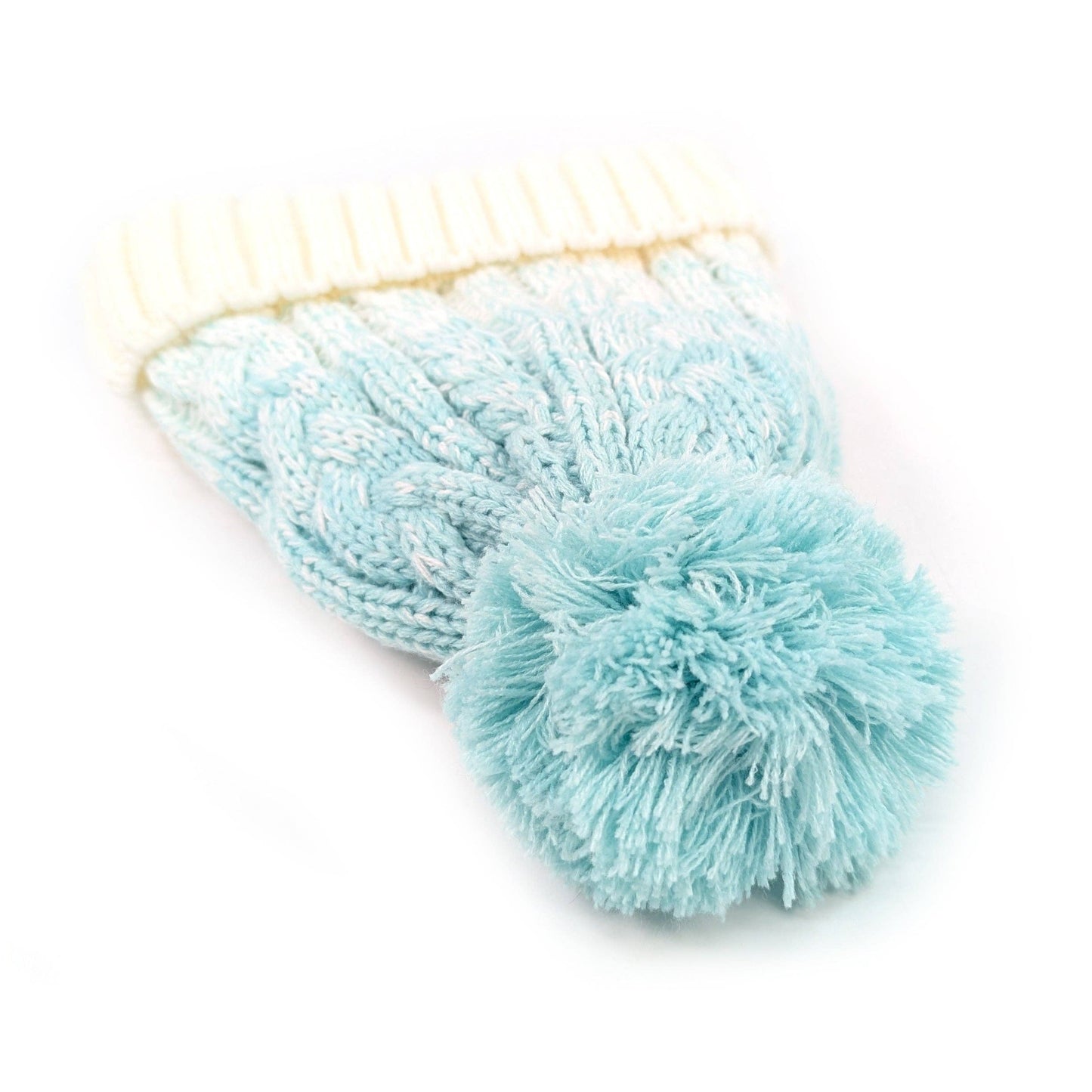 Ice Cream Blue Cable Knit Bobble Hat | Faux Fur Lining