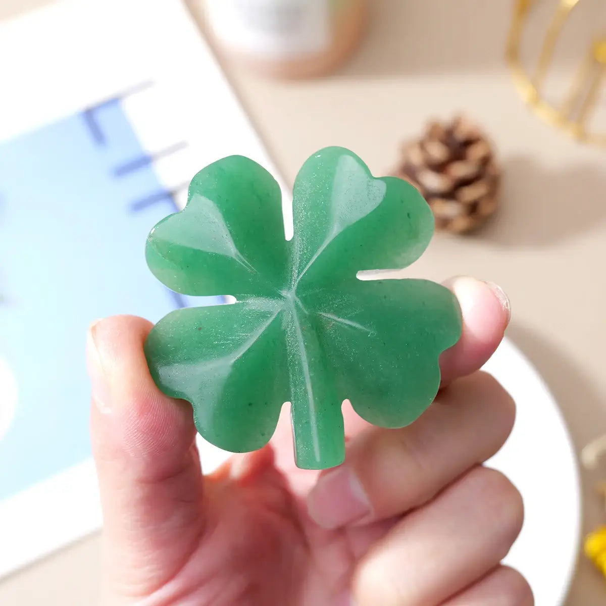 Green Aventurine Four Leaf Clover Sculpture | Lucky Crystal Charm