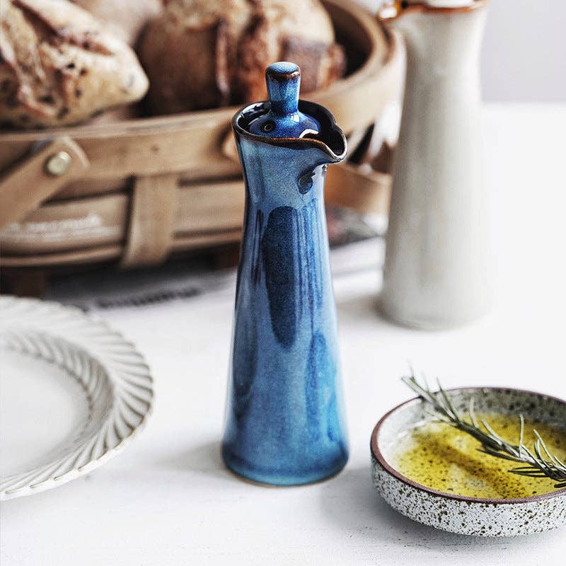 Japanese Ceramic Soy Sauce & Oil Dispenser Bottle | Kiln-Change Glaze