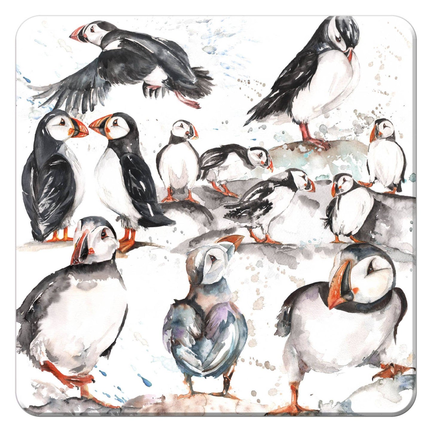 Meg Hawkins Puffins Trivet Pot Rest, 16x16cm