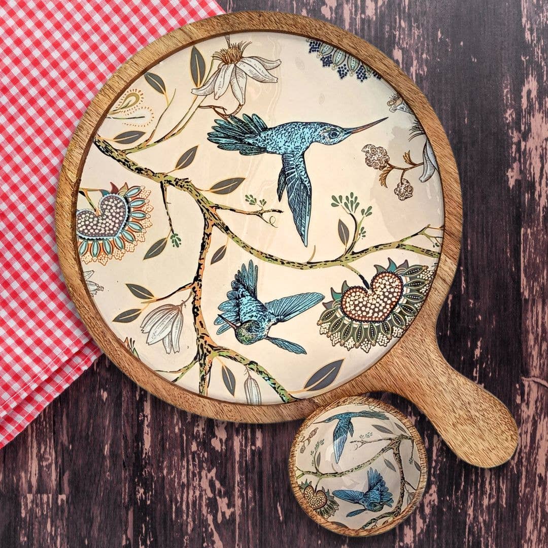 Mango Wood Charcuterie Board with Dip Bowl | Hummingbird | 12 inch