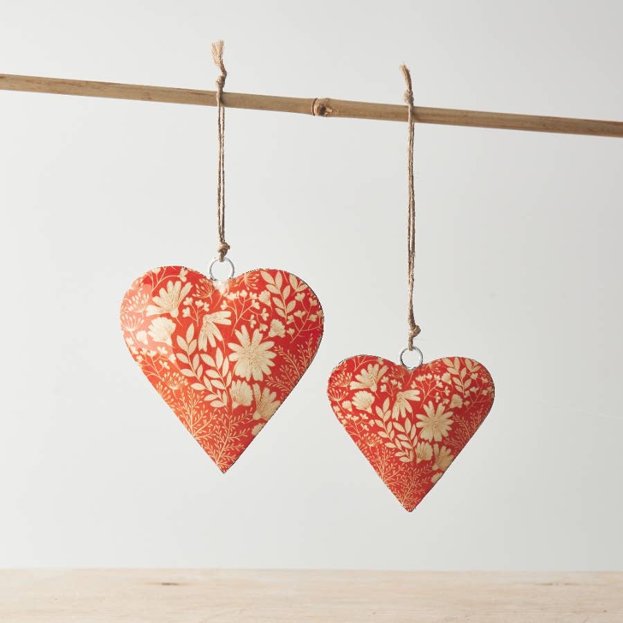 Hanging Orange Floral Heart 10cm