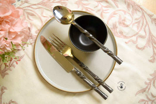 Twisted Charcoal Stainless Steel 18 Piece Cutlery Set