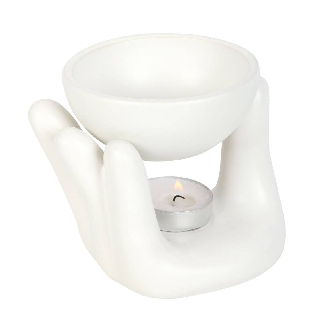 White Hand Ceramic Oil Burner, 11cm