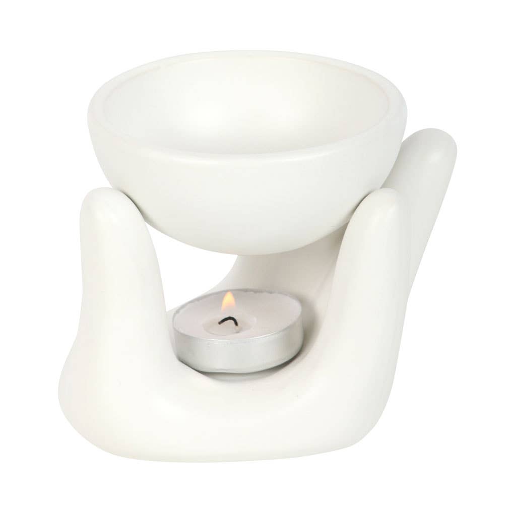 White Hand Ceramic Oil Burner, 11cm