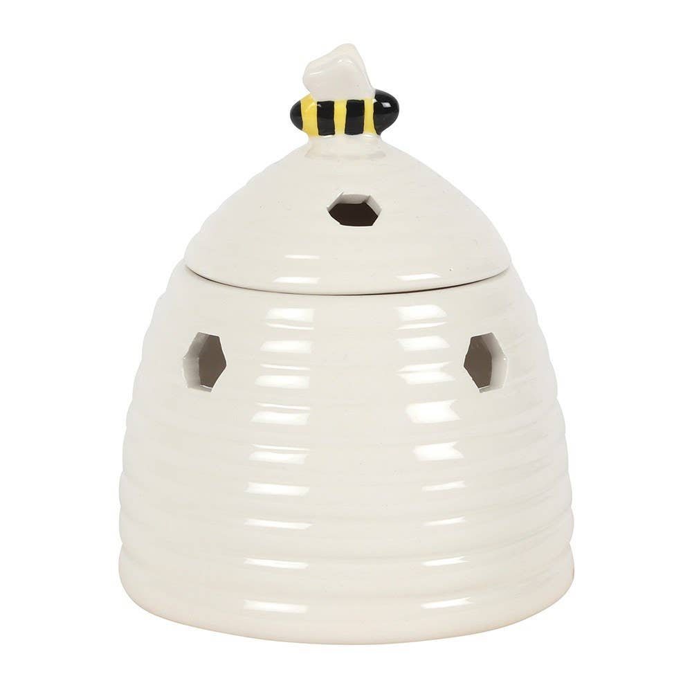 White Beehive Ceramic Oil Burner, 17cm