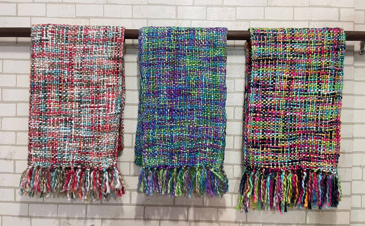 Chunky Tweed Scarf | Hand-Dyed & Handwoven | Cool Trade Winds