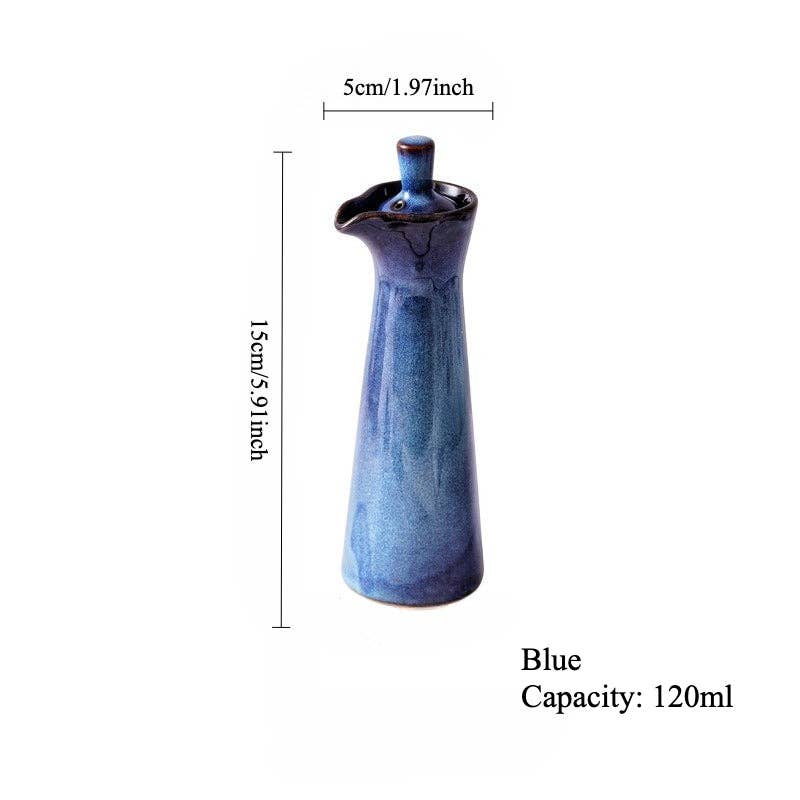 Japanese Ceramic Soy Sauce & Oil Dispenser Bottle | Kiln-Change Glaze