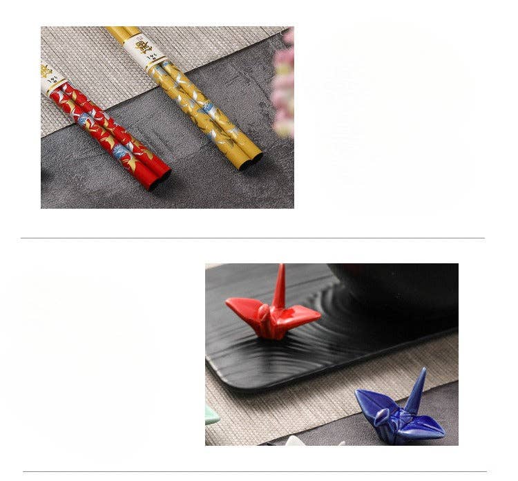 Set of 5 Pairs of Swan Wooden Chopsticks and Rests