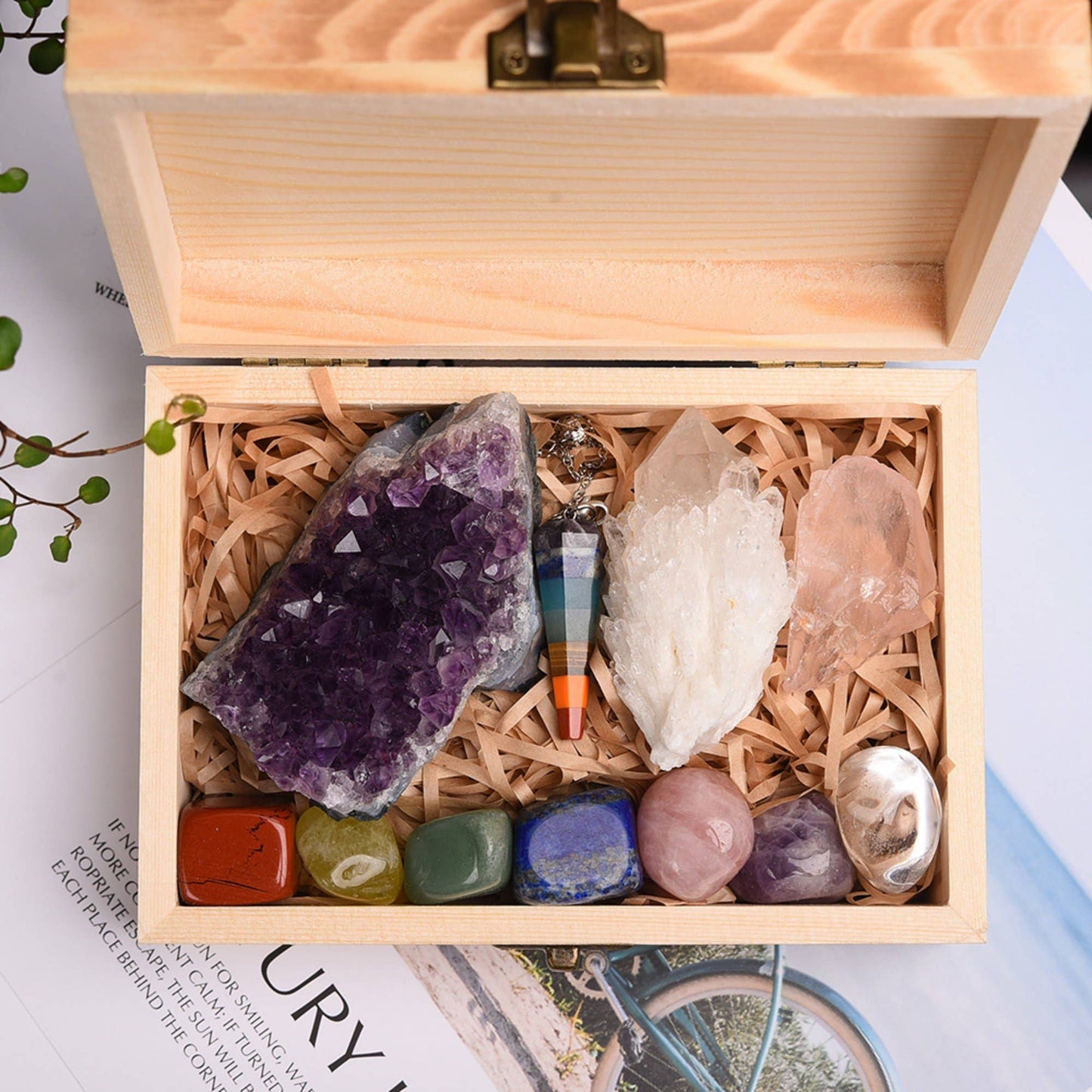 Healing Crystal Gift Set | 11 Piece Chakra Collection in Wooden Box