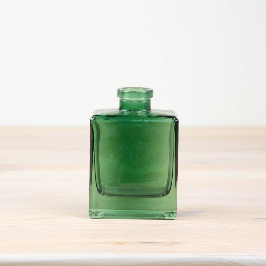 Green Glass Flower Vase Or Diffuser Bottle, 10.5cm