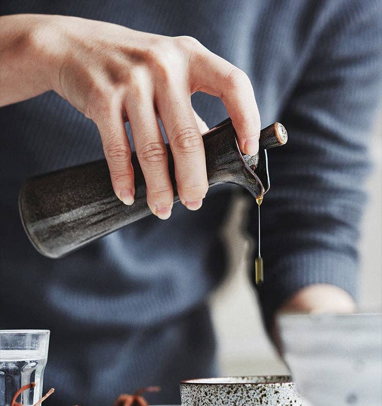Japanese Ceramic Soy Sauce & Oil Dispenser Bottle | Kiln-Change Glaze