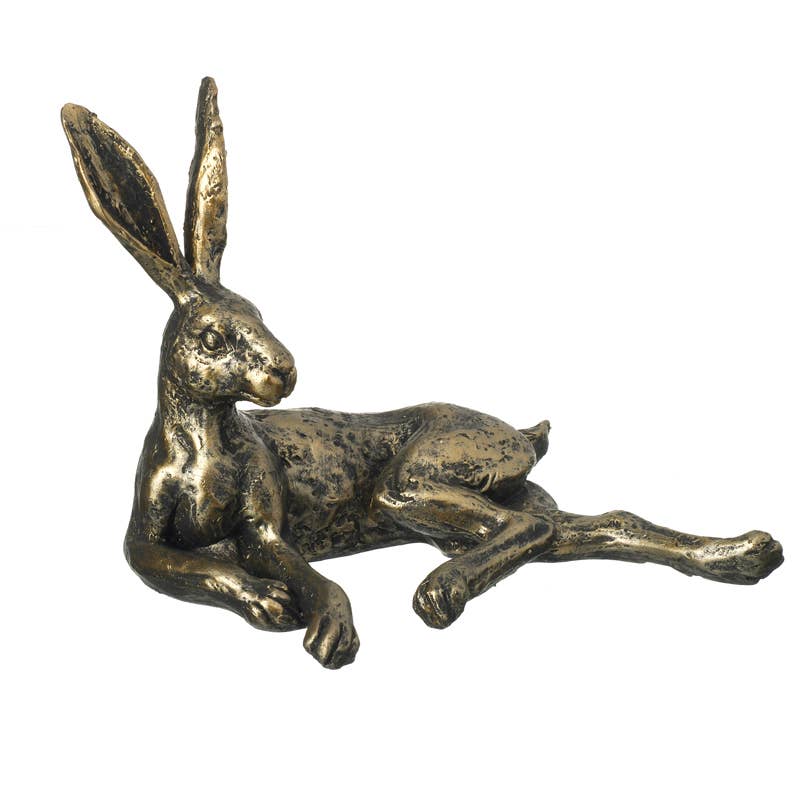 Lounging Hare Sculpture - Charming Home Decor Piece. H12cm