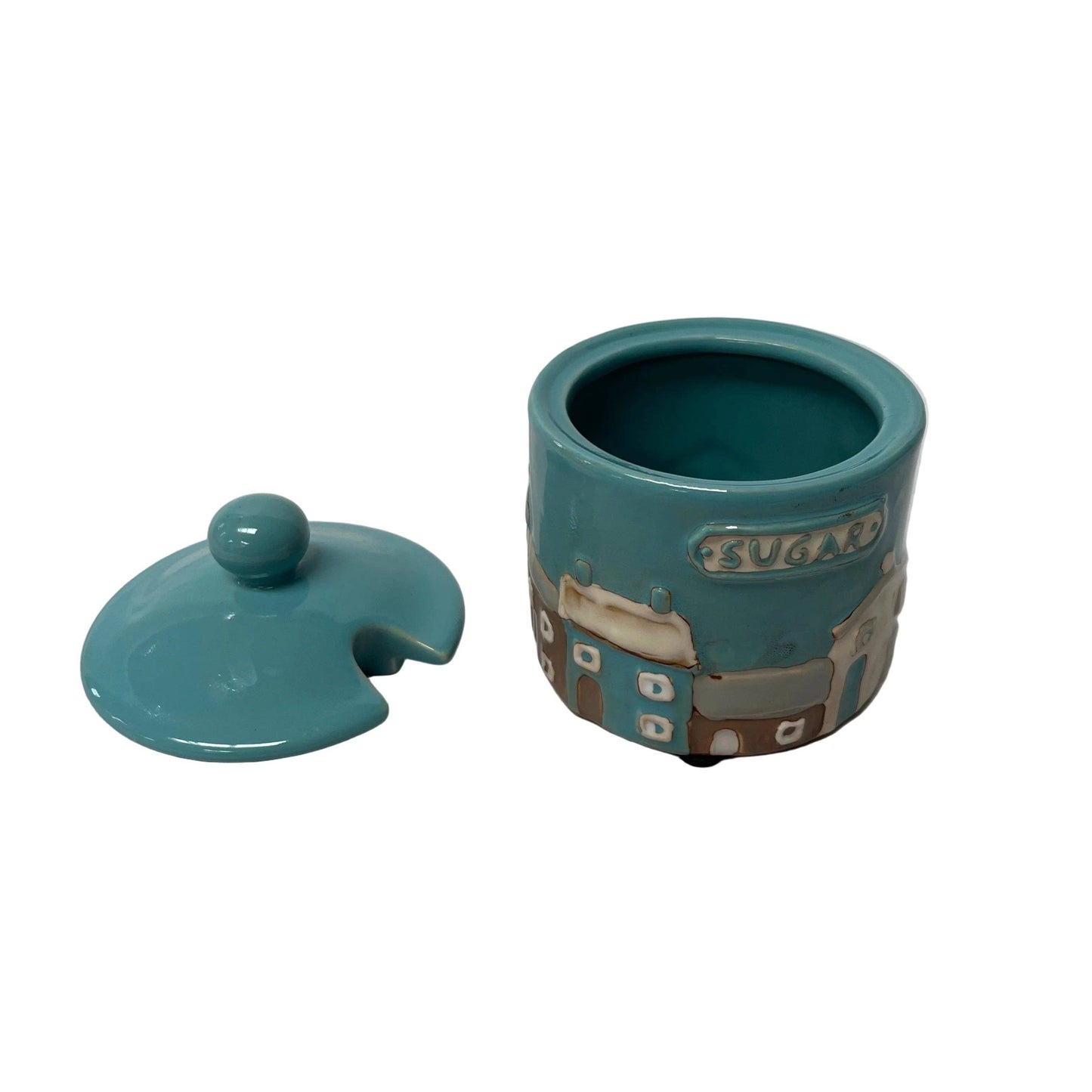 Home Comforts Ceramic Sugar Pot & Lid | Teal Village Design H4"