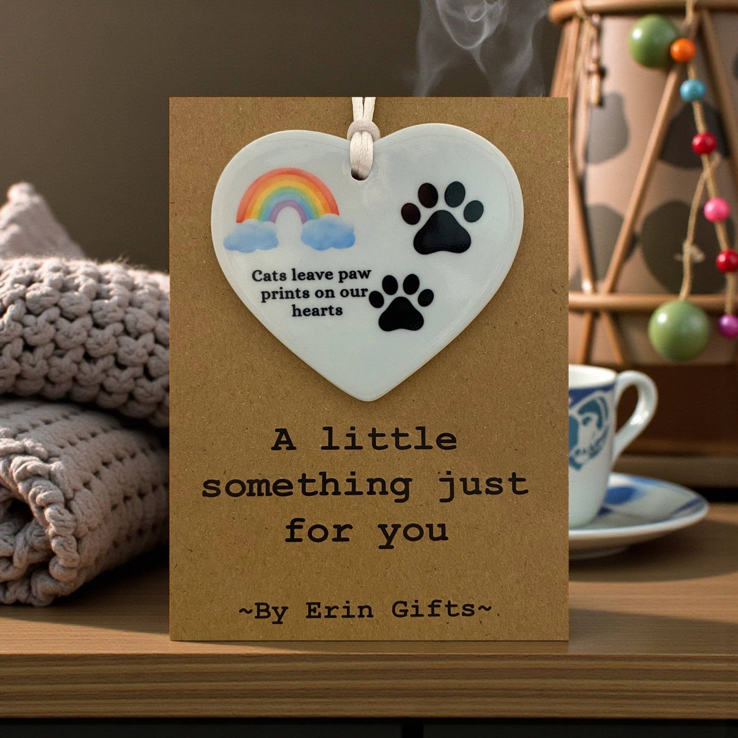 A Little Something - Cats Leave... Card & Ceramic Keepsake