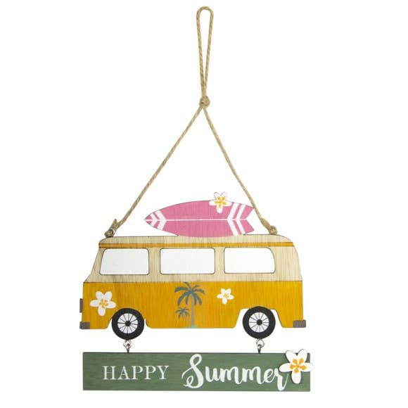 Campervan Happy Summer Hanging Sign | 14x12cm