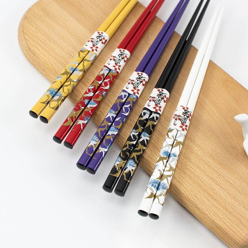 Set of 5 Pairs of Swan Wooden Chopsticks and Rests