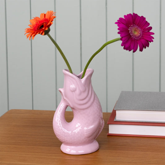 Ceramic Fish Vase - Pink 17cm