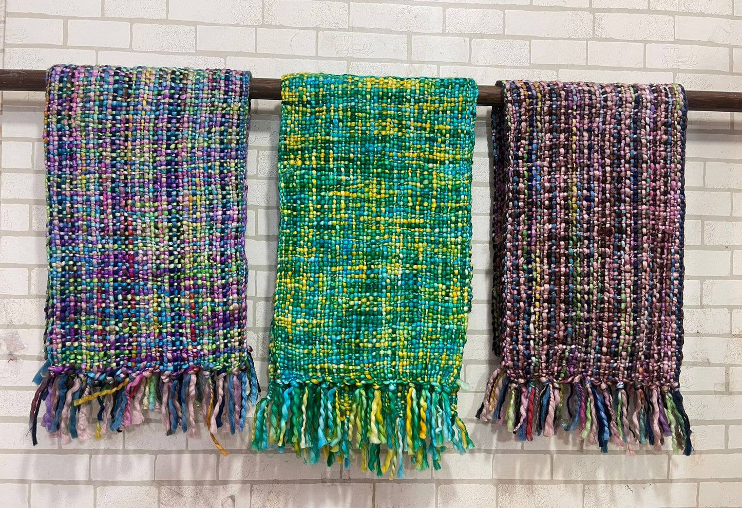 Chunky Tweed Scarf | Hand-Dyed & Handwoven | Cool Trade Winds