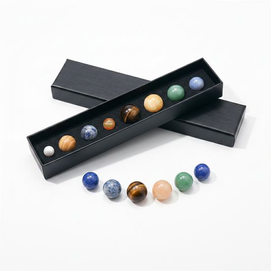 8 Gemstone Planets Solar System Kit - White Background