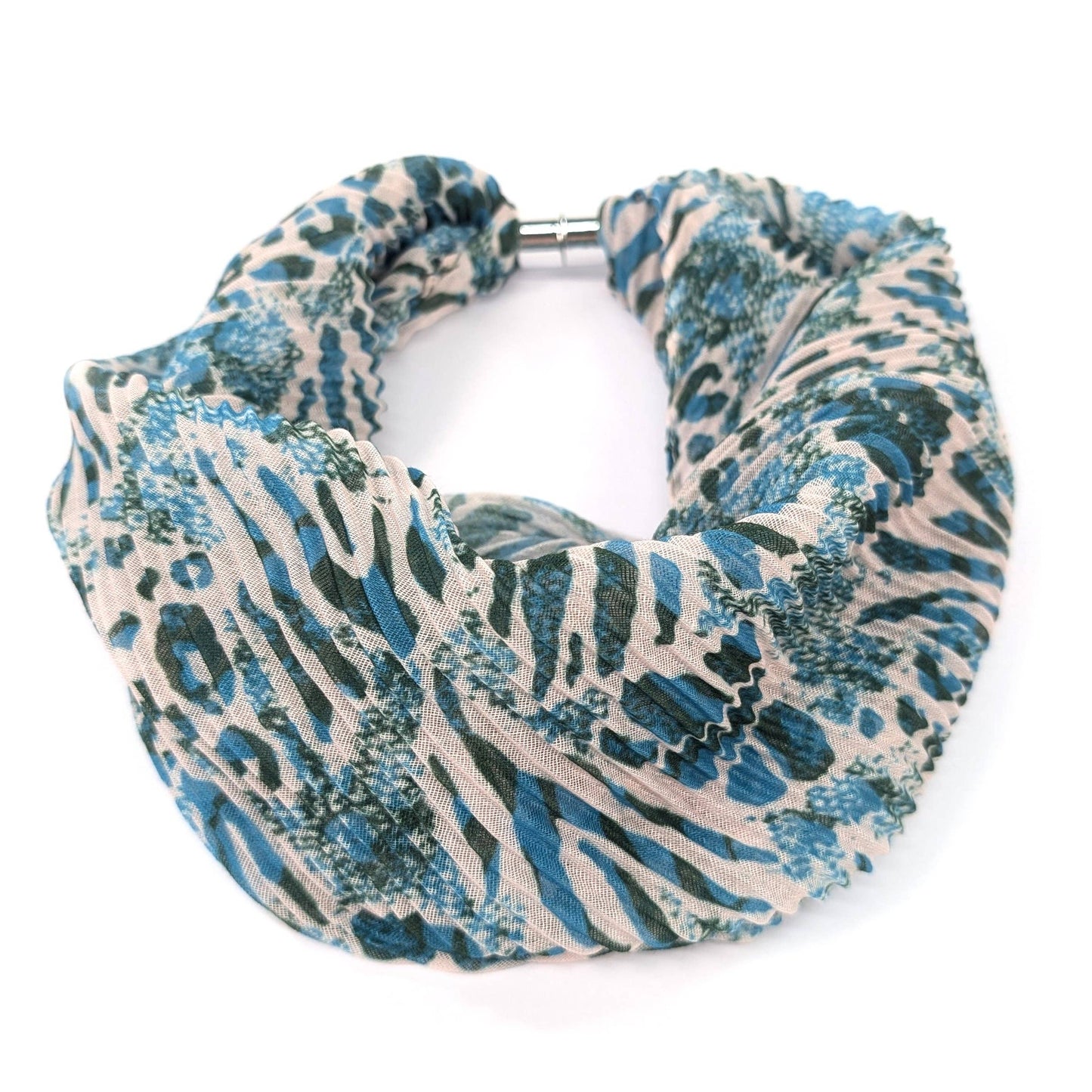 Walk On The Wild Side Teal Neck Scarf | Magnetic Clasp Snood