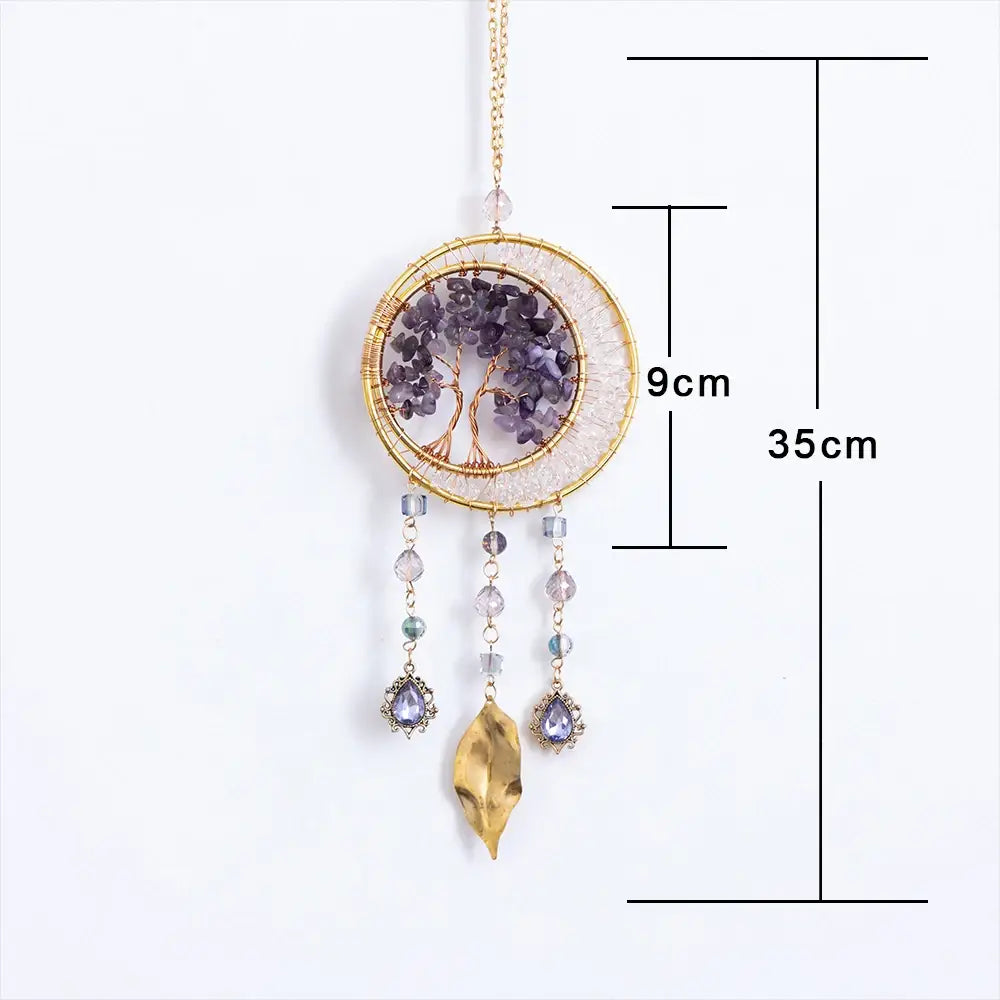 Amethyst Tree of Life Wall Hanging | Beaded Gemstone Décor