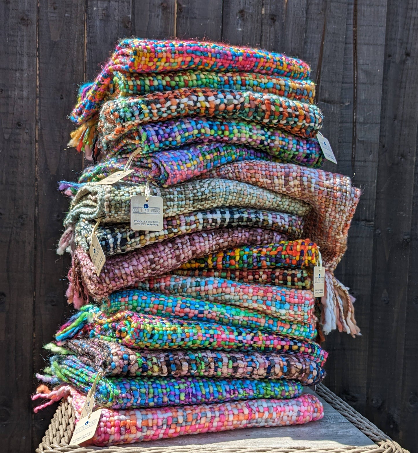 Chunky Tweed Scarf | Hand-Dyed & Handwoven | Cool Trade Winds