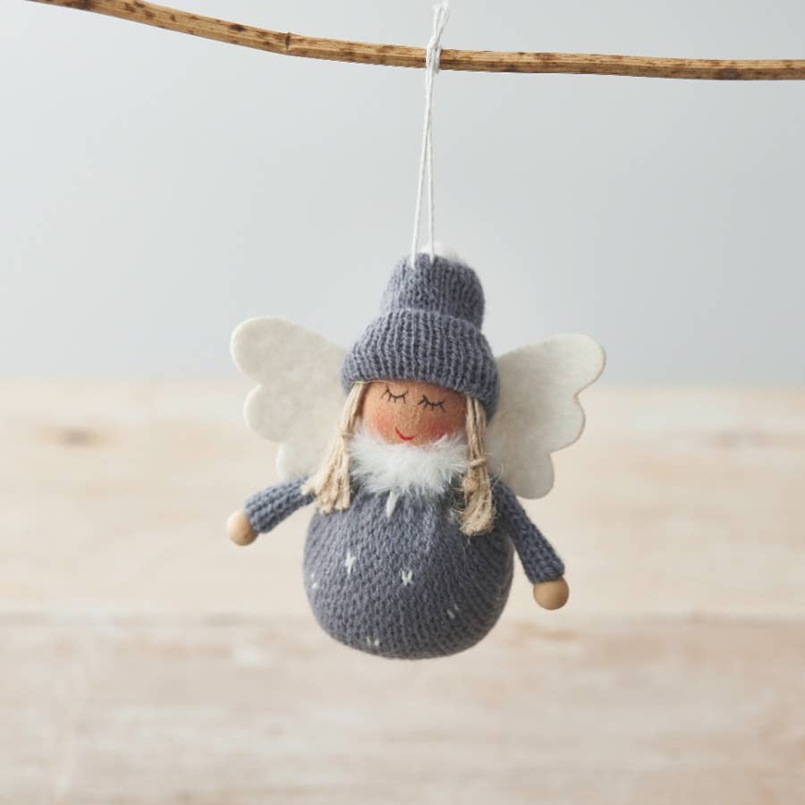 Fabric Angel Girl Christmas Decorations, 10cm -One Pair