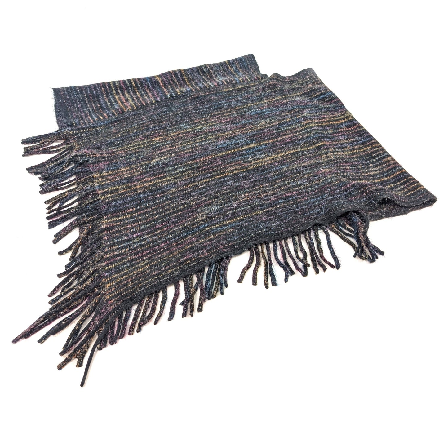 Boho Black Striped Knitted Poncho | Multicolour Stripe Design