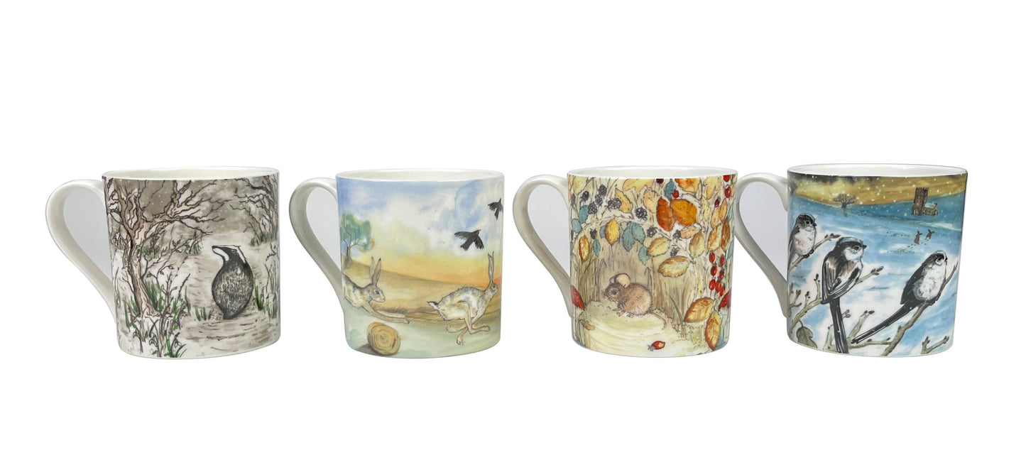 Badger Illustrated Bone China Mug with Gift Box
