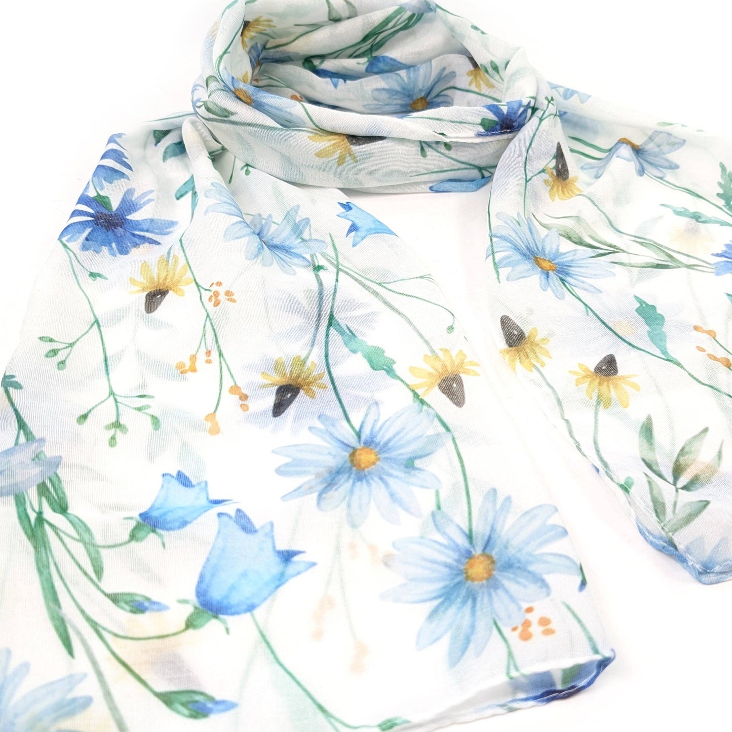 Blue Cornflower Floral Scarf | Exclusive Design
