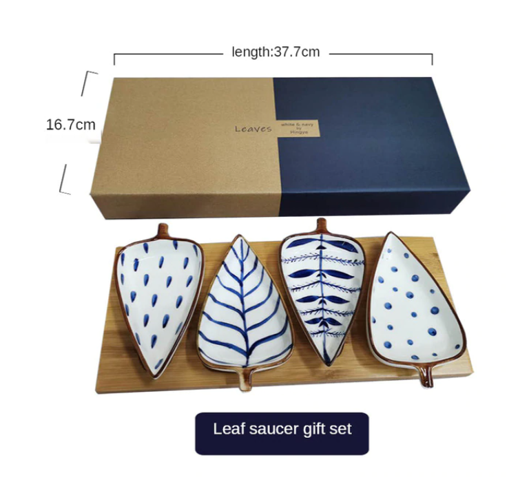 Leaf Ceramic Dipping Bowl Set - Perfect for Sauces & Condiments