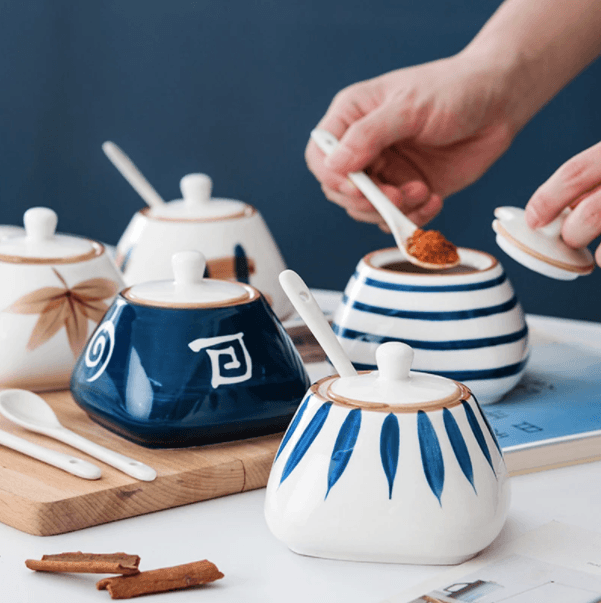 Japanese Hand-painted Ceramic Spice Jar