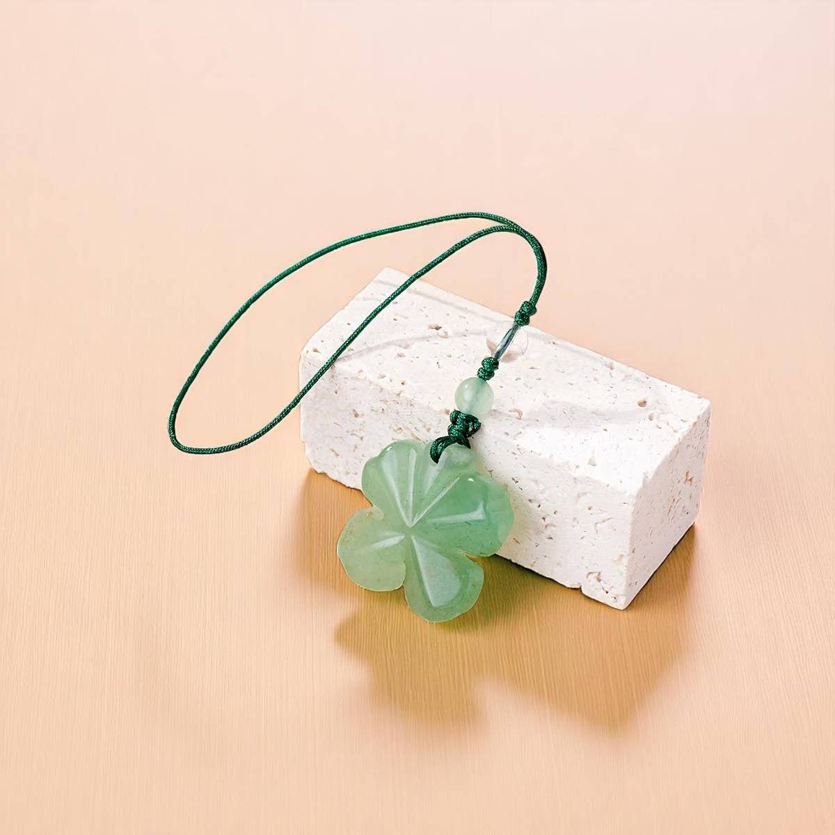 Green Aventurine Four Leaf Clover Keychain | Lucky Crystal Charm
