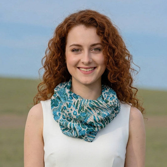 Walk On The Wild Side Teal Neck Scarf | Magnetic Clasp Snood