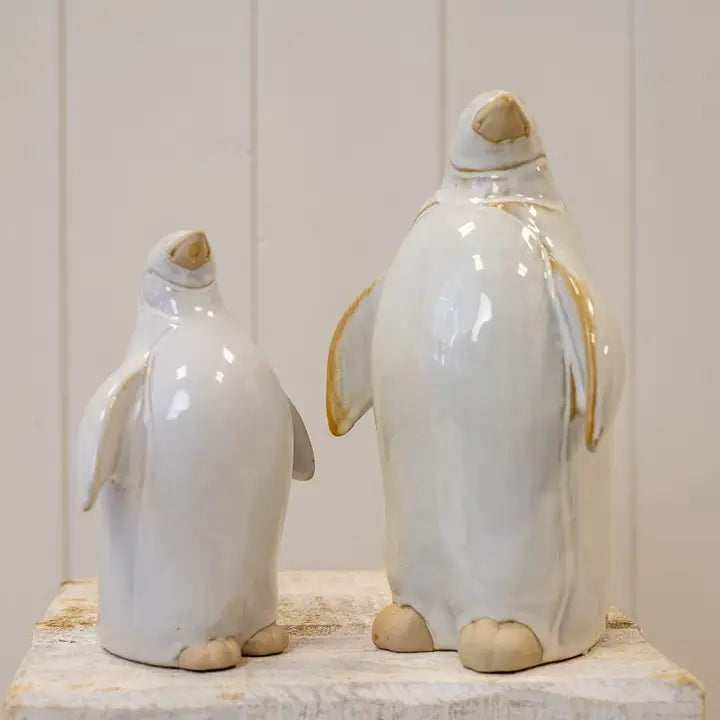 Medium Stone Glazed Ceramic Penguin Ornament -H12.6cm