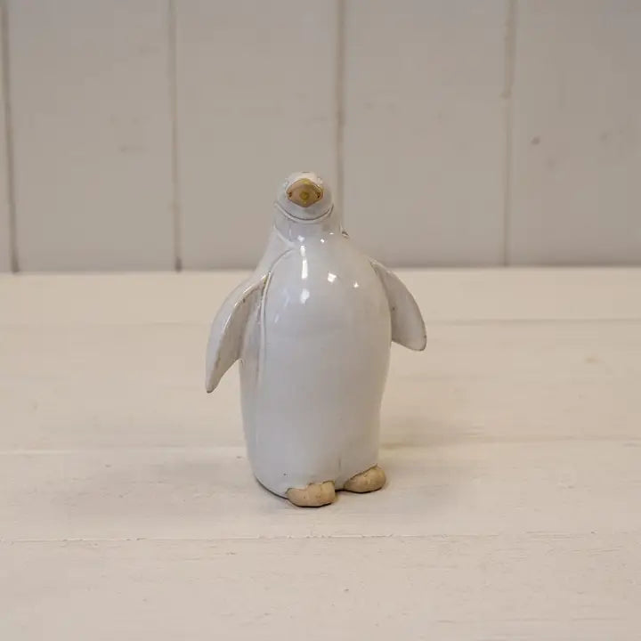 Medium Stone Glazed Ceramic Penguin Ornament -H12.6cm