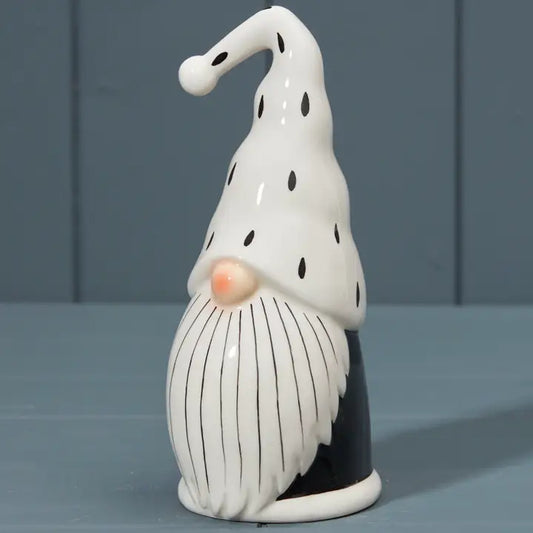 Black and White Ceramic Santa L8.3cm x D7.8cm x H17.2cm