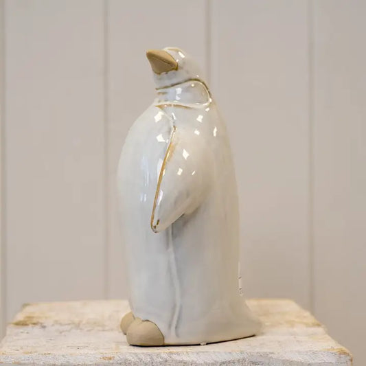 Large Stone Glazed Ceramic Penguin Ornament